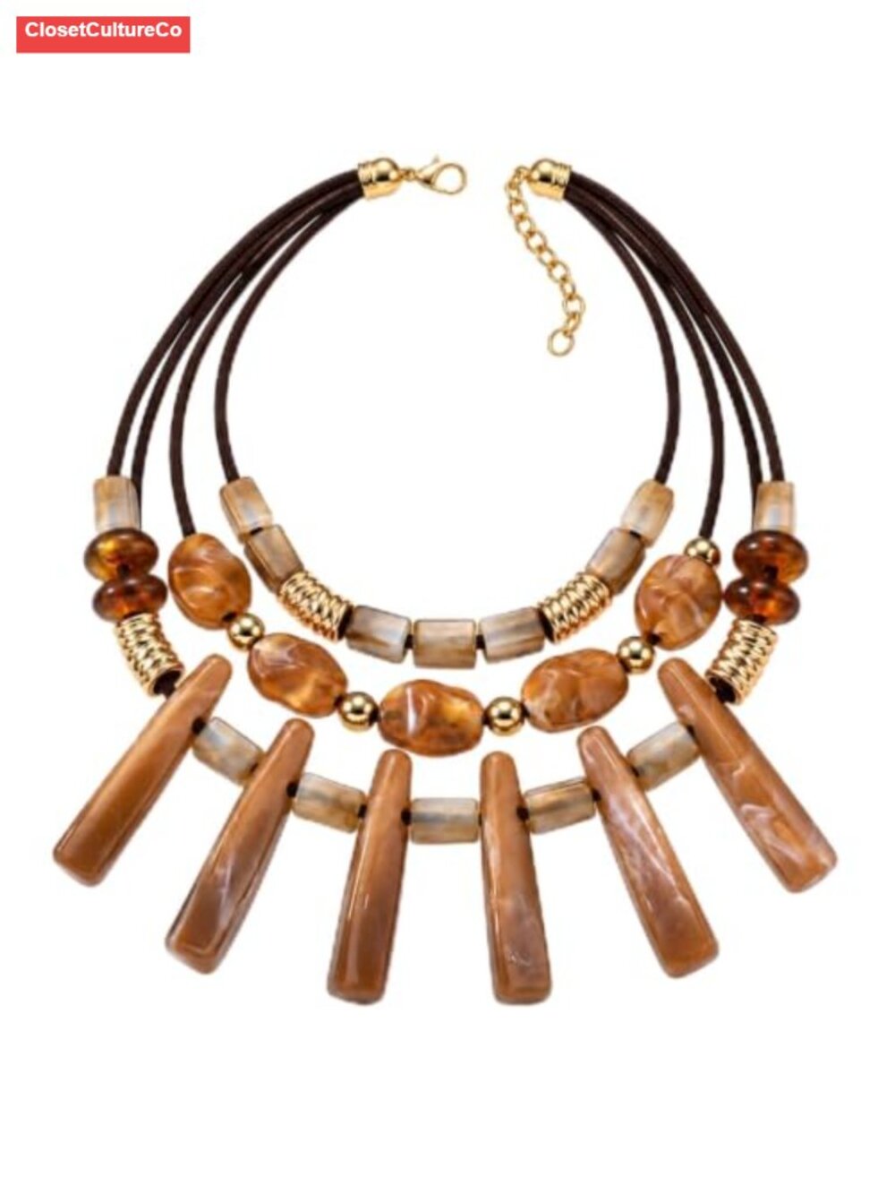 Chunky Resin Acrylic Beaded Bib Necklace Layered Boho Statement Jewelry